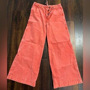Anthropologie Pilcro Vibrant Coral Wide Trousers